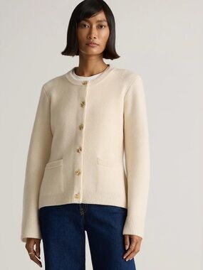 Quince Cream 100% Mongolian Cashmere Cardigan Sweater Size M